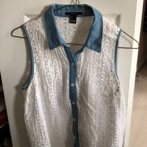 Collared button down tank top